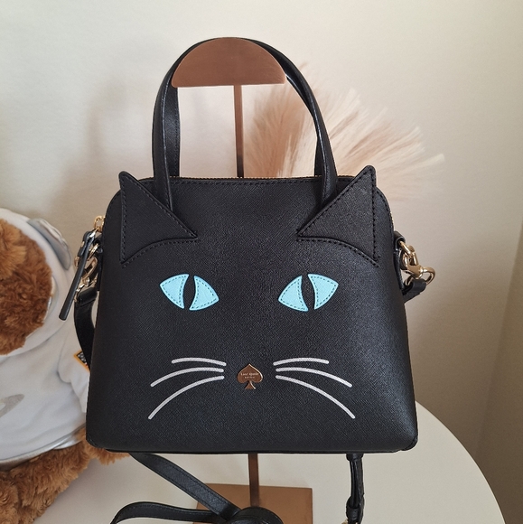 NWT Kate Spade RARE Cat's Meow Maise Saffiano Cross Body Satchel Blue Eyes Bag - Picture 1 of 8